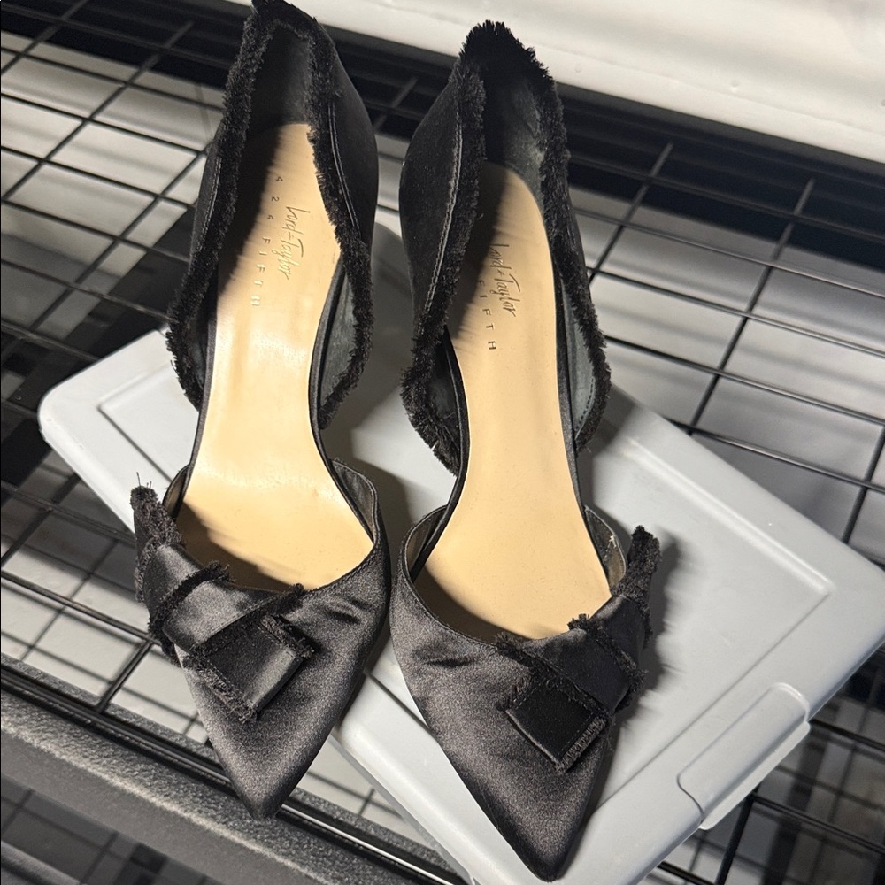 Elegant Black Satin Heels by Unknown Brand